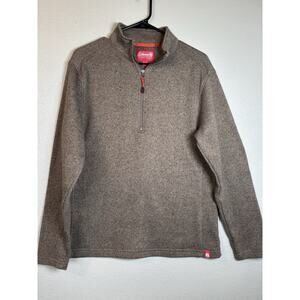 Medium‎ Coleman Men’s Brown Fleece Sweater Pullover Outdoor Hiking Quarter Zip